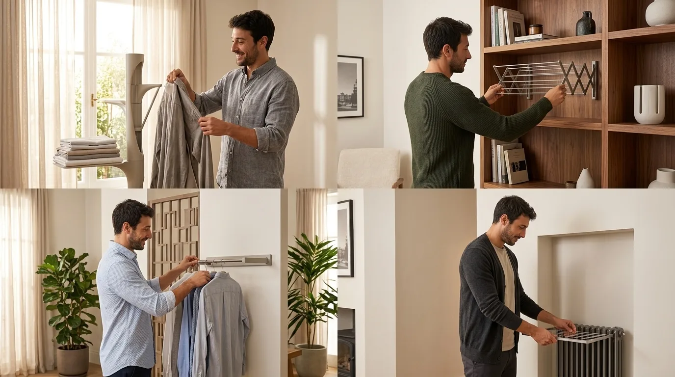 Cómo evitar que el tender de ropa arruine la estética de tu living