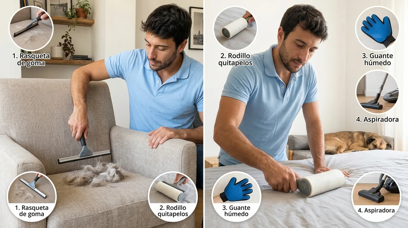 Cómo quitar pelos de mascotas de sillones y camas rápidamente Cómo quitar pelos de mascotas de sillones y camas rápidamente