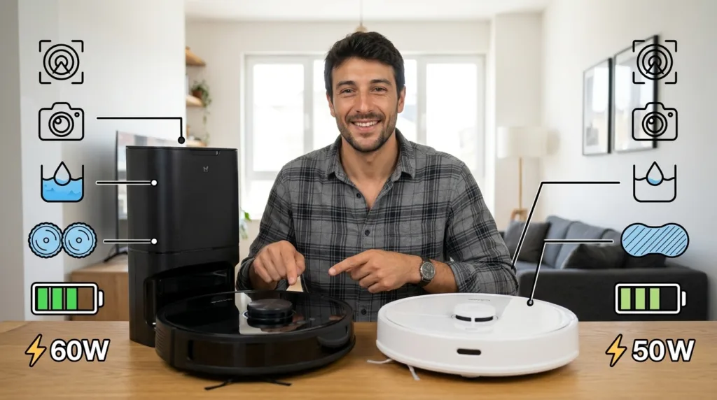 Comparativa de robots de limpieza: Gama media vs. Gama alta