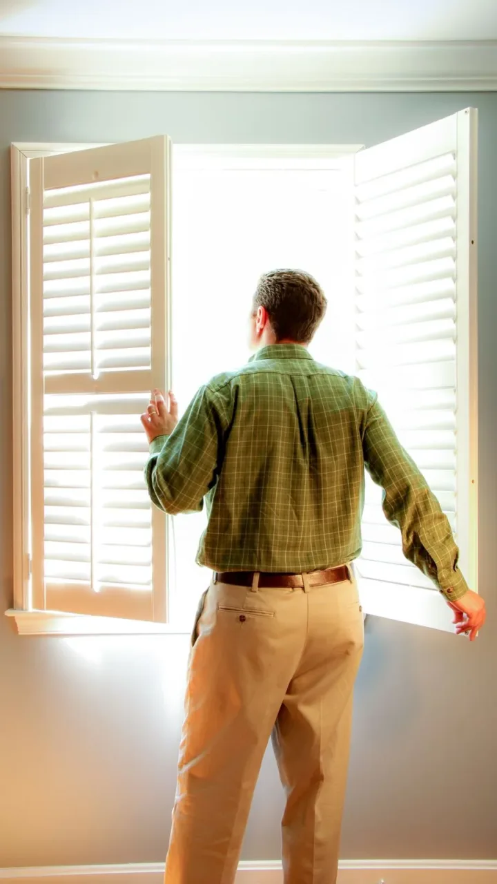 Cómo hacer una limpieza rápida antes de salir de casa: 10 pasos para un hogar impecable en minutos Persona abriendo una ventana para ventilar la habitación, representando el paso 7 de eliminar malos olores.